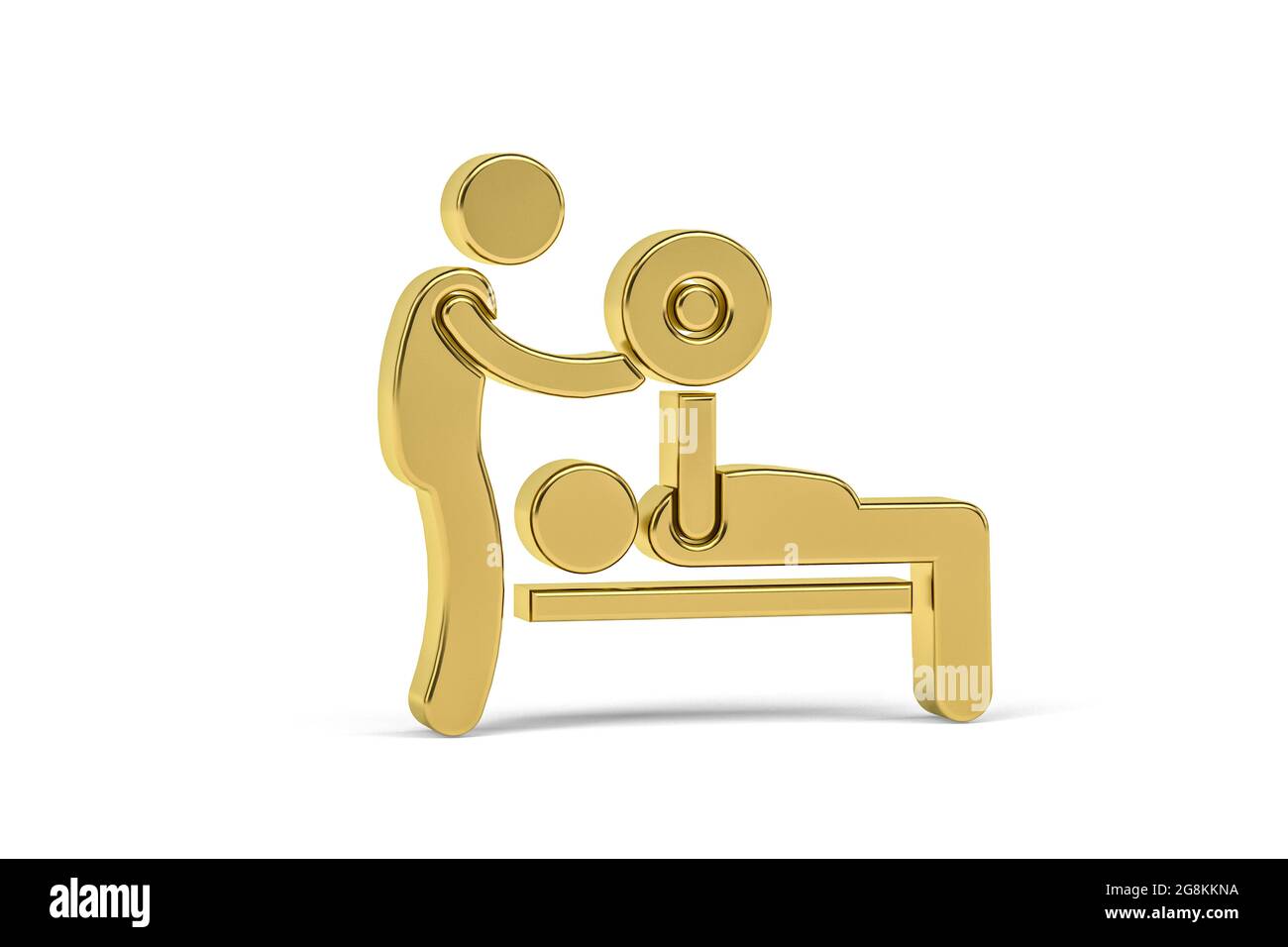 Icona Golden 3d fitness istruttore isolato su sfondo bianco - rendering 3d Foto Stock