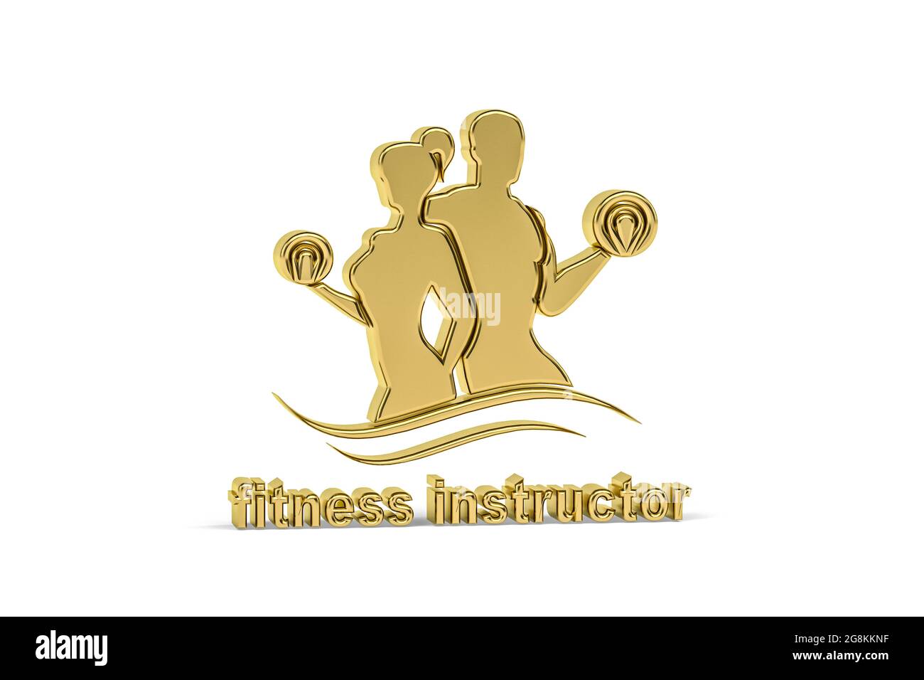Icona Golden 3d fitness istruttore isolato su sfondo bianco - rendering 3d Foto Stock