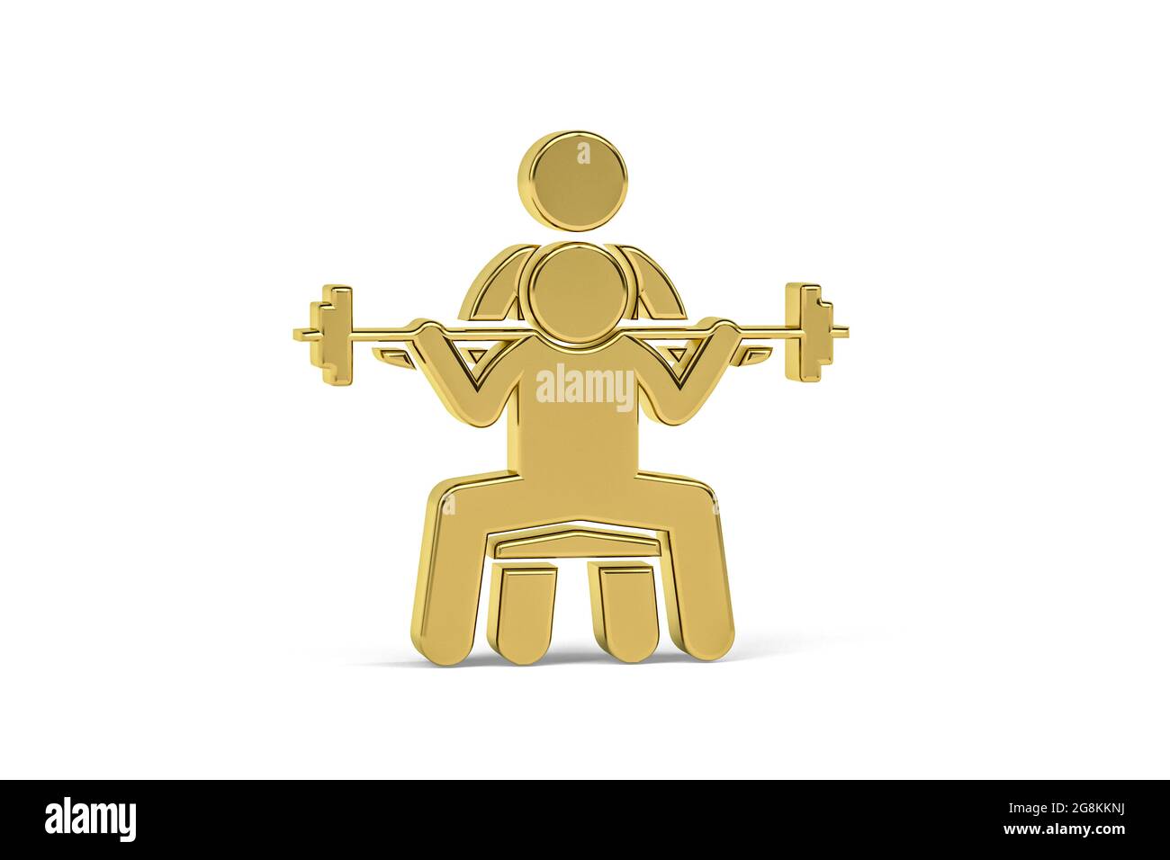 Icona Golden 3d fitness istruttore isolato su sfondo bianco - rendering 3d Foto Stock