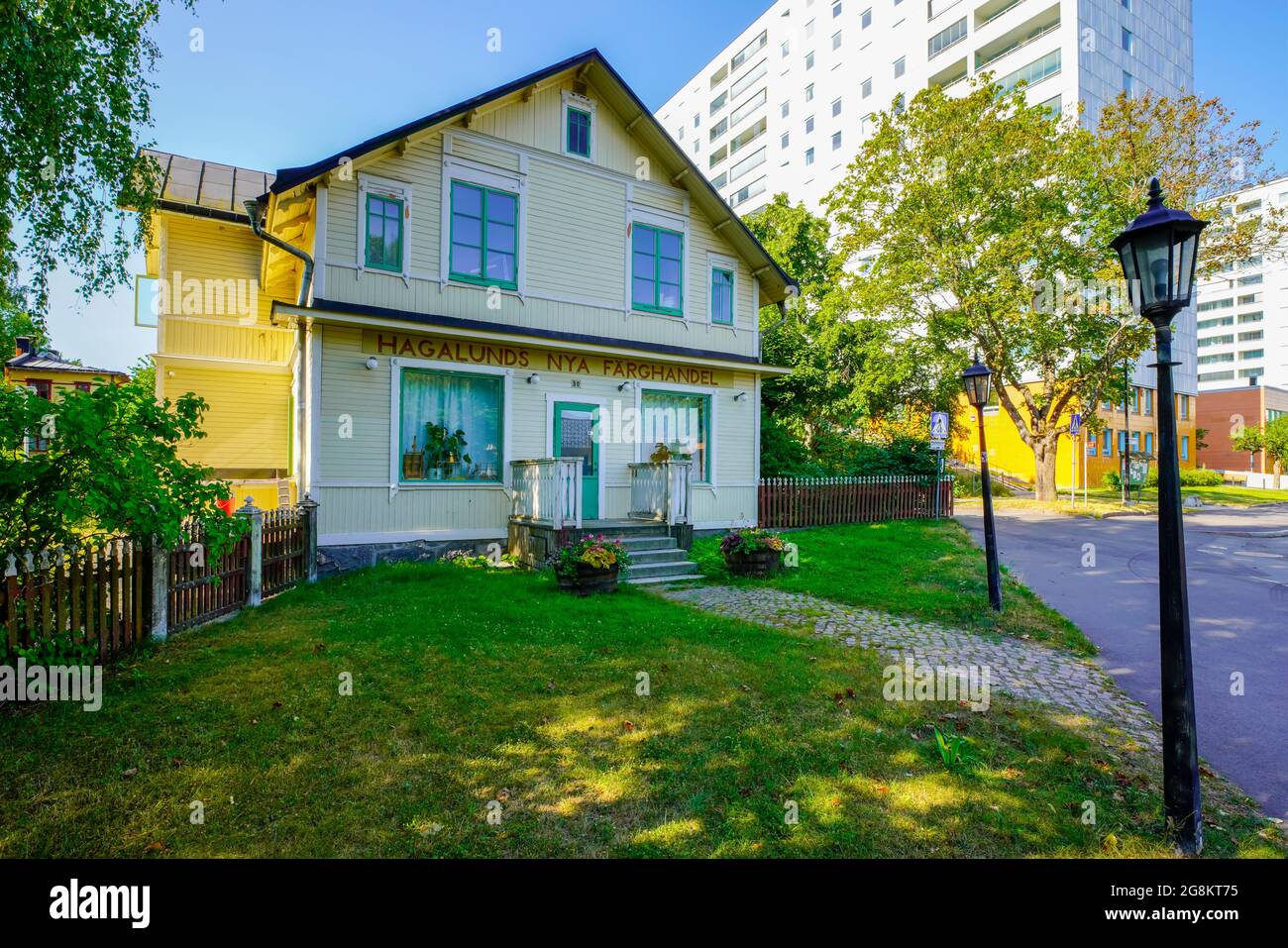 Old Paint Shop, Olle Olsson Hagalunds Block. Solna, Svezia. La cosiddetta collina blu (Blåkulla) è oggi classificata come un ambiente culturale di nazionale Foto Stock