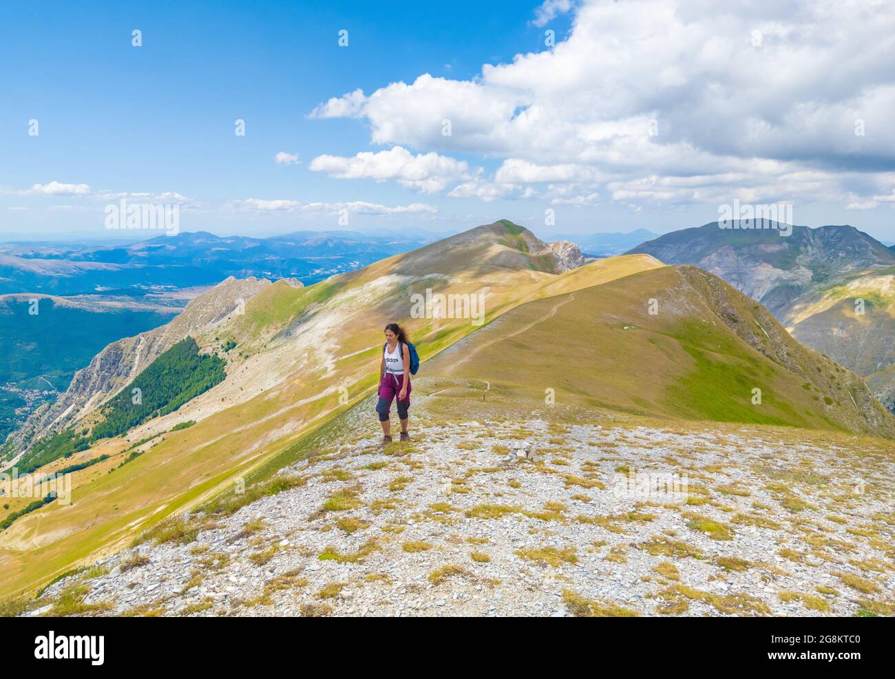 Monte Bove in Usssita (Italia) - la cima paesaggistica del Monte Bove, nord e sud, nelle Marche, provincia di Macerata. Appennini, a Monti Sibillini Foto Stock