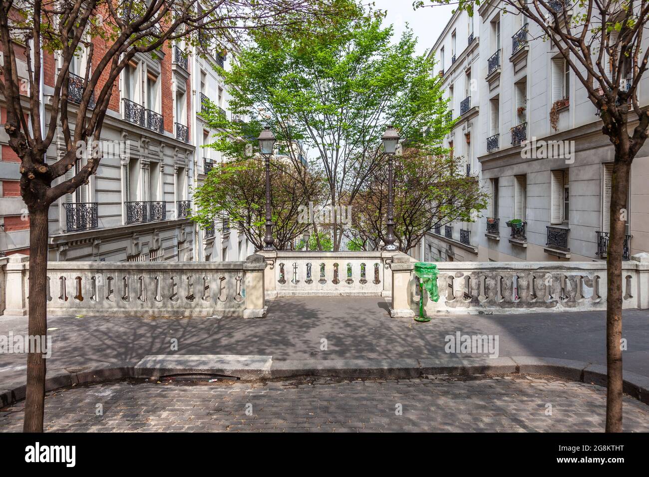 In cima a Rue du Mont Cenis, butte Montmartre, Parigi Foto Stock