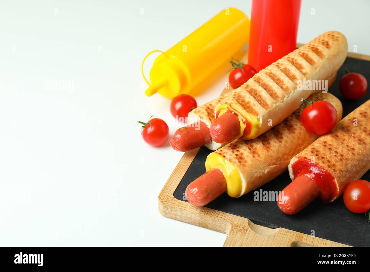 Concetto di cibo gustoso con hot dog francese Foto Stock