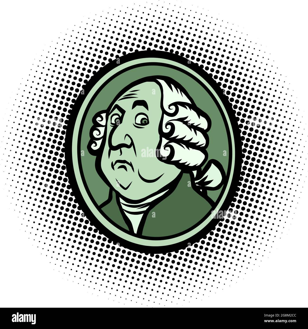 George Washington presidente americano, ritratto di profilo in una parrucca. Famosa figura storica Illustrazione Vettoriale