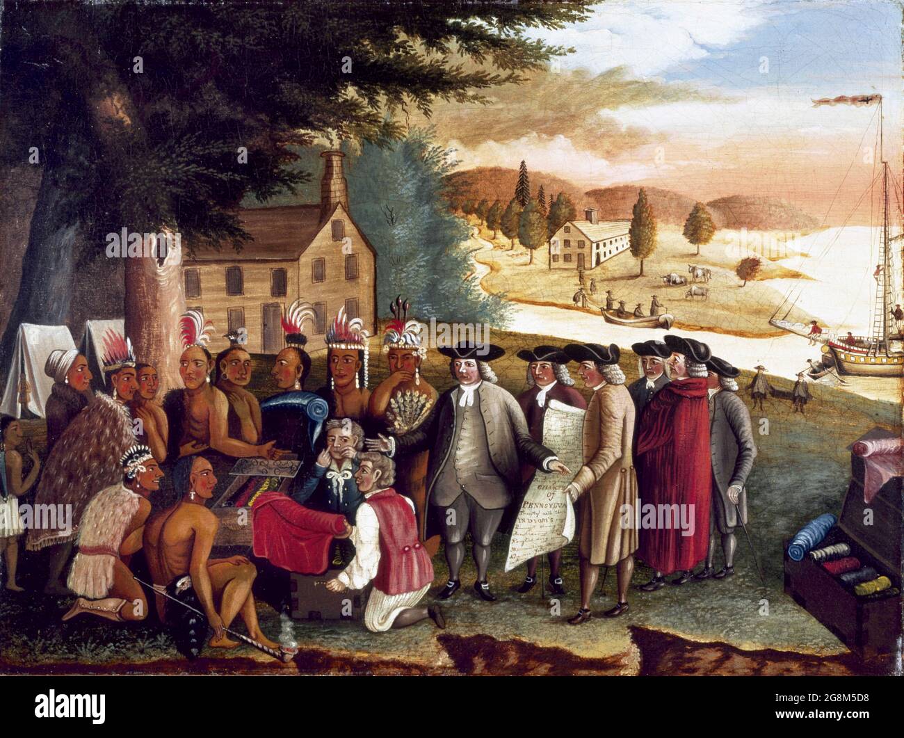 Trattato di William Penn con gli indiani di Edward Hicks, olio su tela, c. 1830-40 Foto Stock