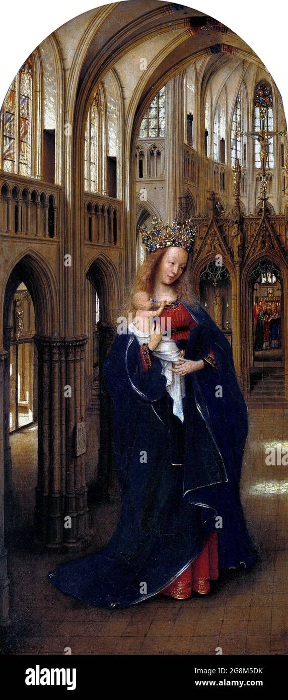 La Madonna nella Chiesa di Jan van Eyck (c.1390-1441), olio di legno, c. 1438 Foto Stock