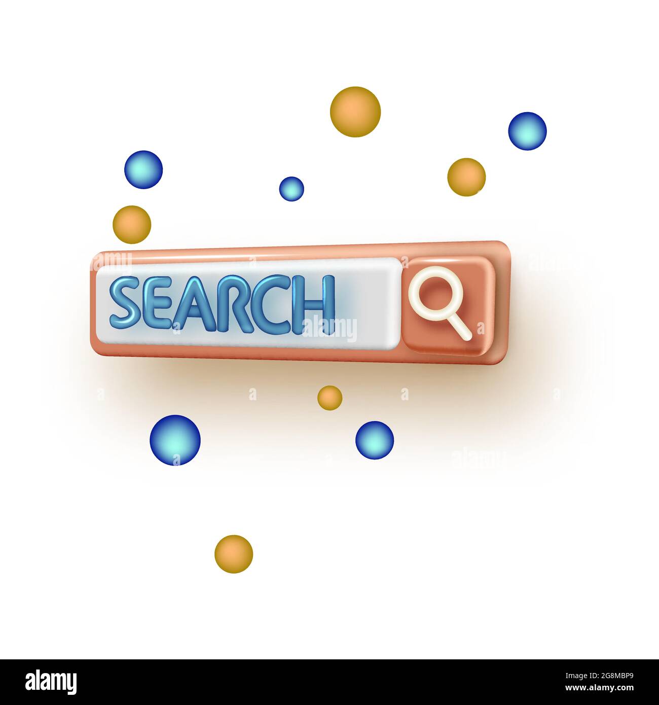 Elemento di progettazione della barra di ricerca nello stile 3d. Barra di ricerca dell'interfaccia utente. Illustrazione vettoriale Illustrazione Vettoriale