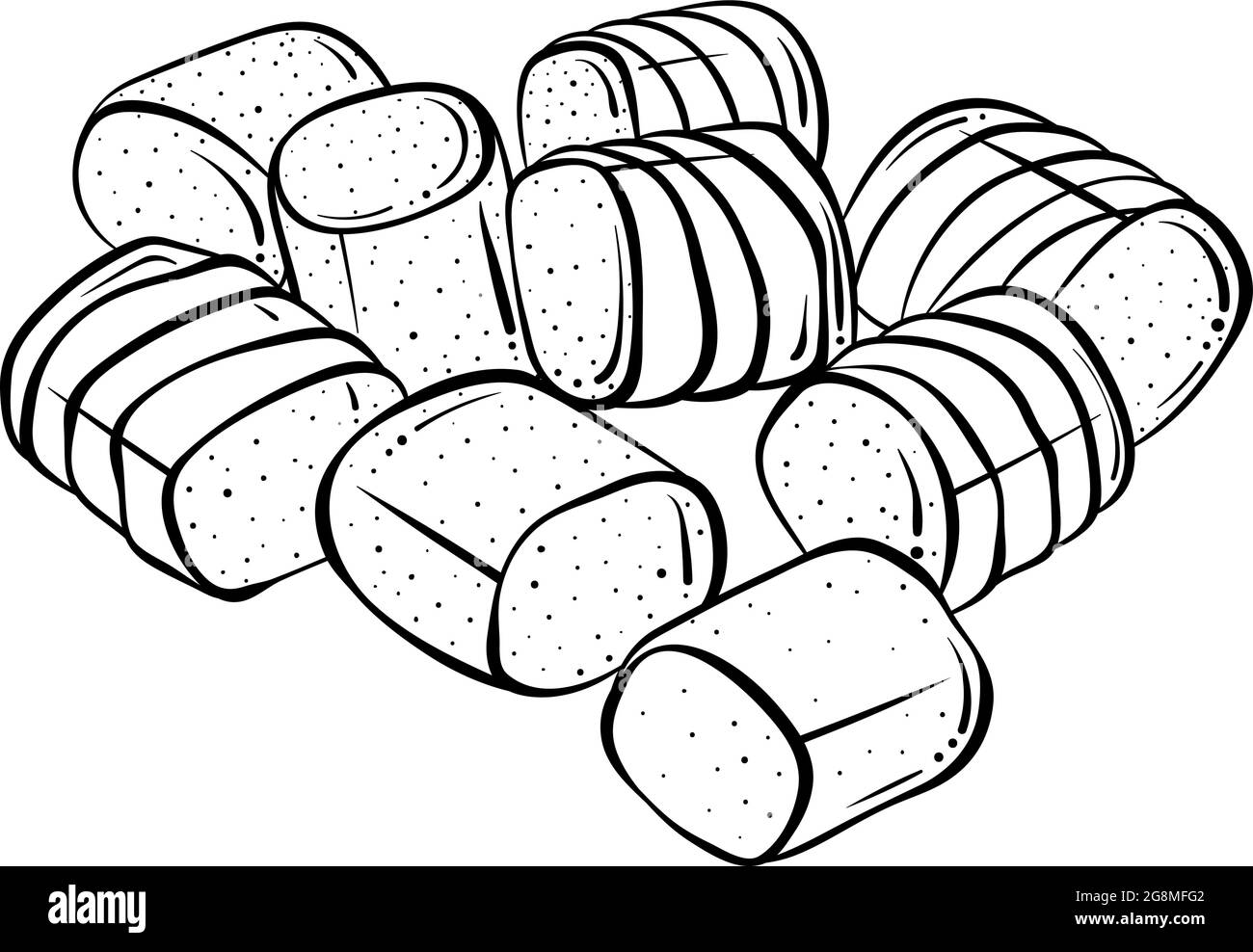 Marshmallows line art Illustrazione Vettoriale