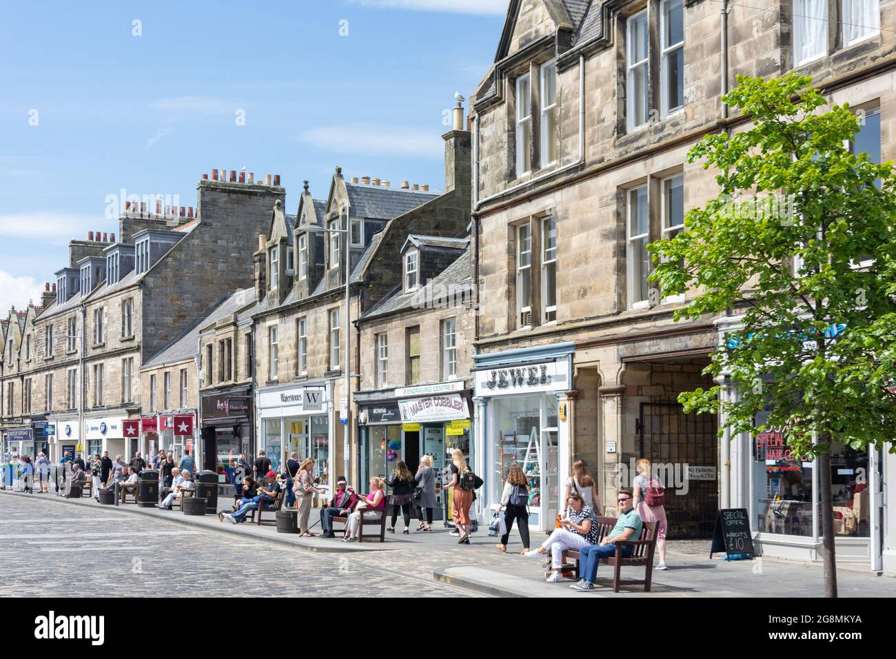 Market Street, St Andrews, Fife, Scozia, Regno Unito Foto Stock