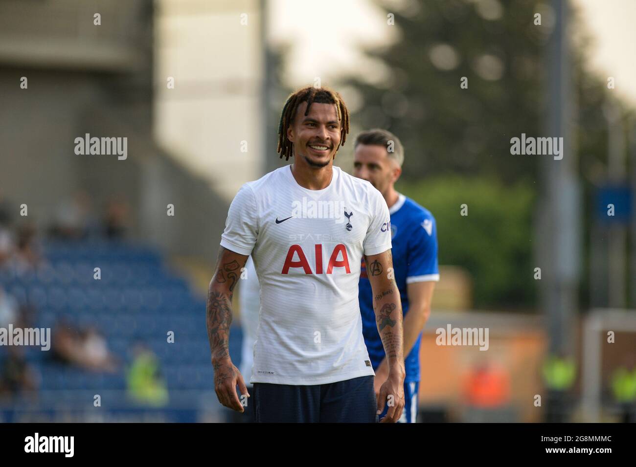 Tottenhams DELE Alli durante la partita pre-stagione tra Colchester United e Tottenham Hotspur al Weston Homes Community Stadium di Colchester mercoledì 21 luglio 2021. (Credit: Ben Pooley | MI News) Credit: MI News & Sport /Alamy Live News Foto Stock