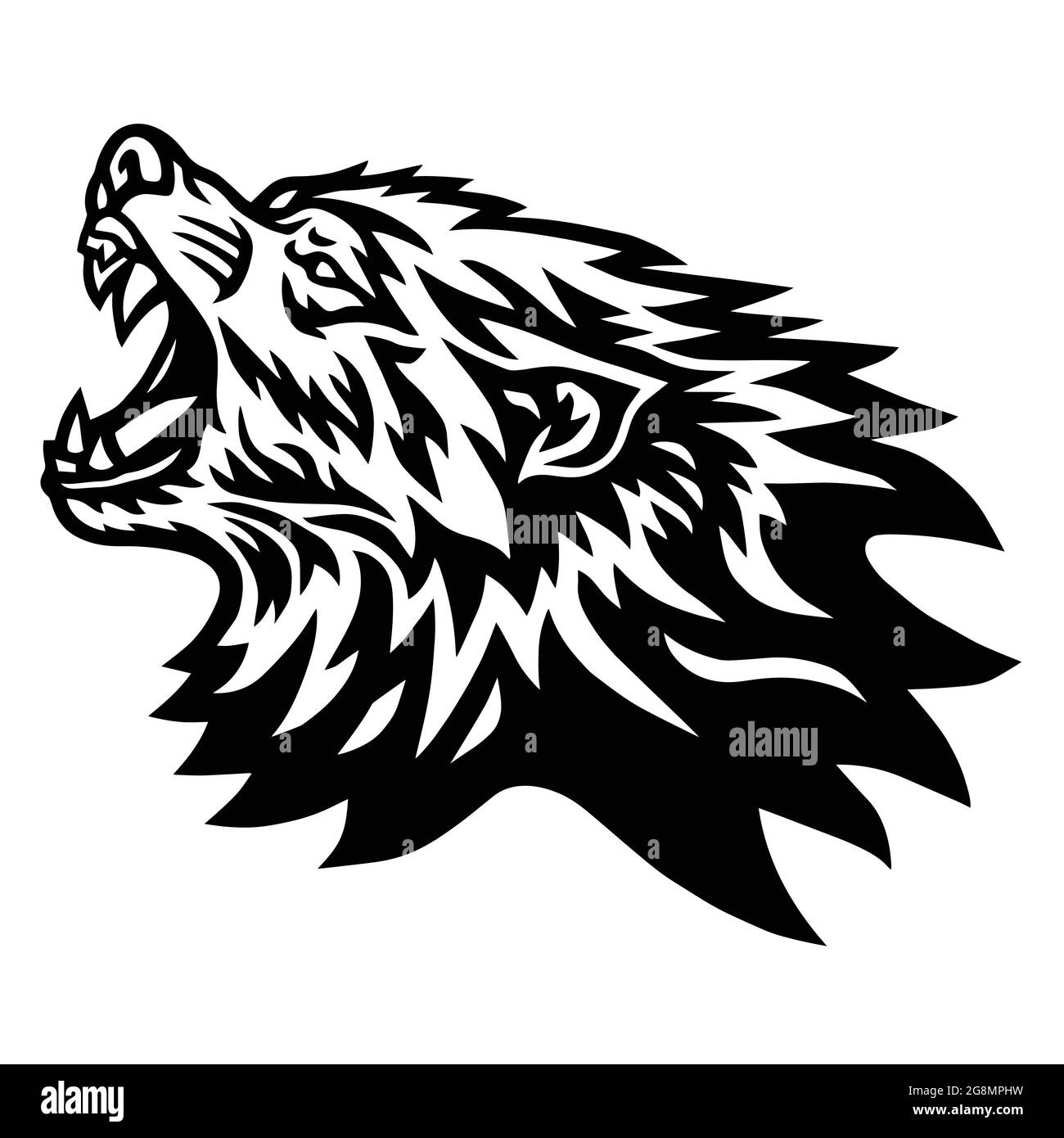 Design mascotte vettoriale con logo Wolf arrabbiato Illustrazione Vettoriale