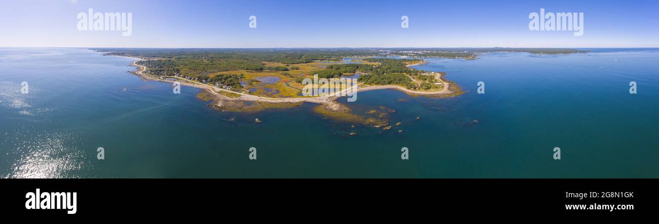 Odiorne Point e la costa vista aerea panorama in estate nel Odiorne Point state Park nella città di Rye, New Hampshire NH, Stati Uniti. Foto Stock