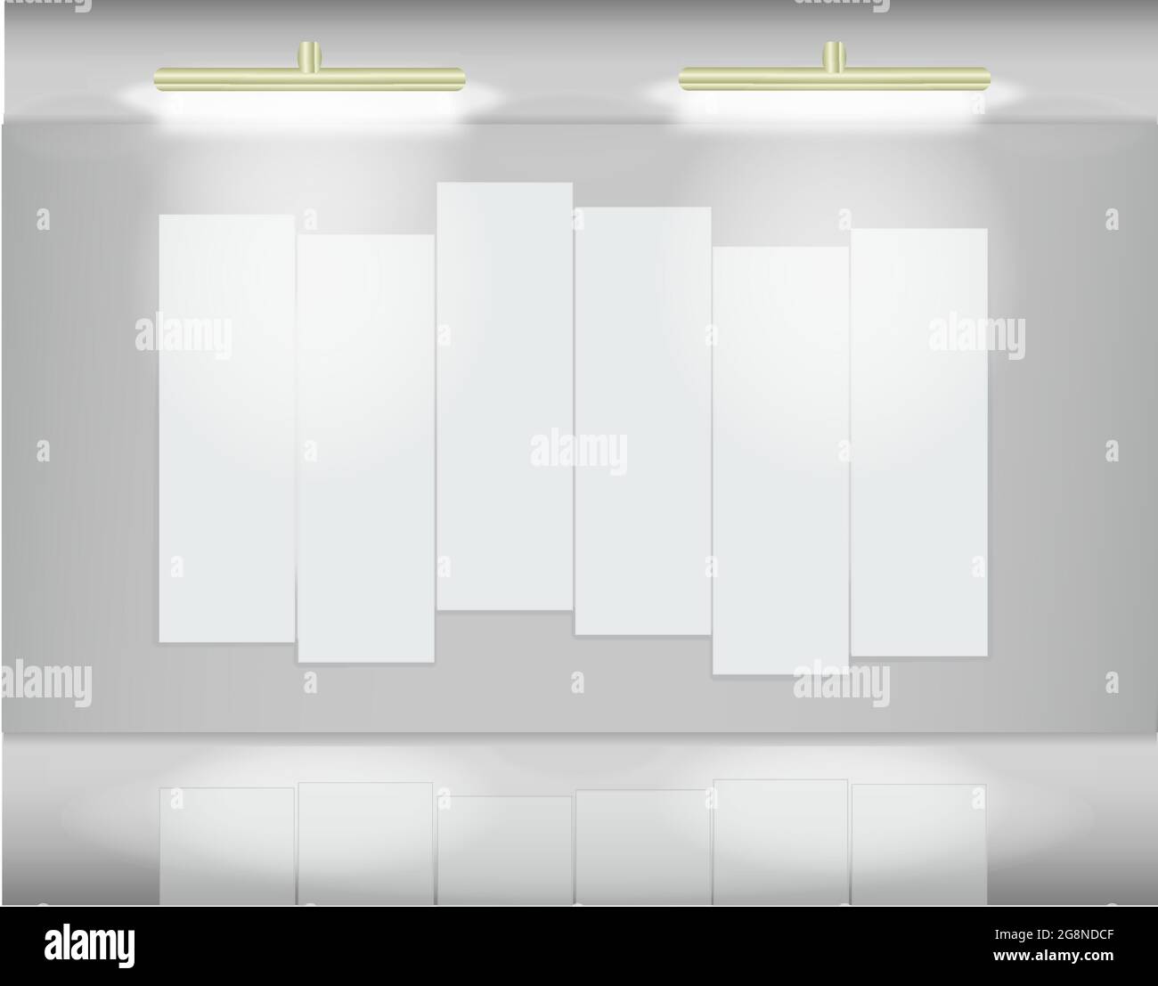 Sei tele bianche in galleria d'arte virtuale Illustrazione Vettoriale