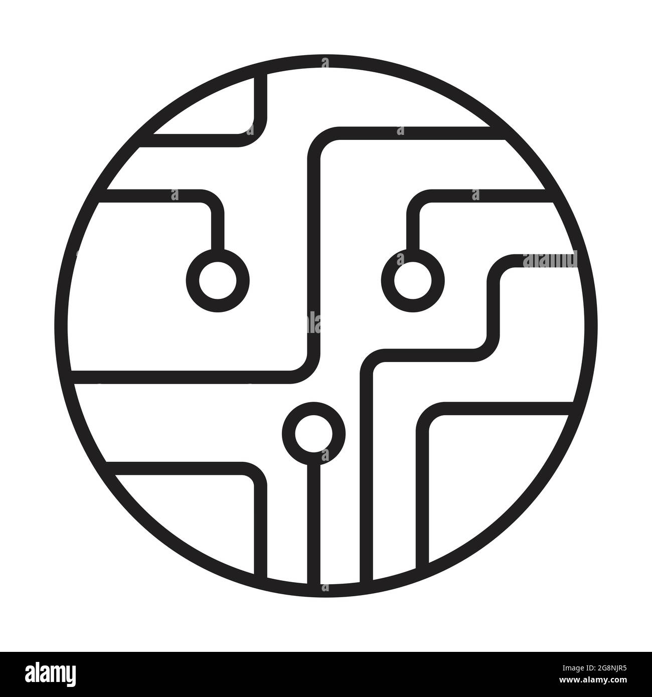 Scheda a circuito stampato, vettore di icone del contorno della tecnologia. Per la progettazione di siti Web, logo, app, interfaccia utente. Illustrazione vettoriale Illustrazione Vettoriale
