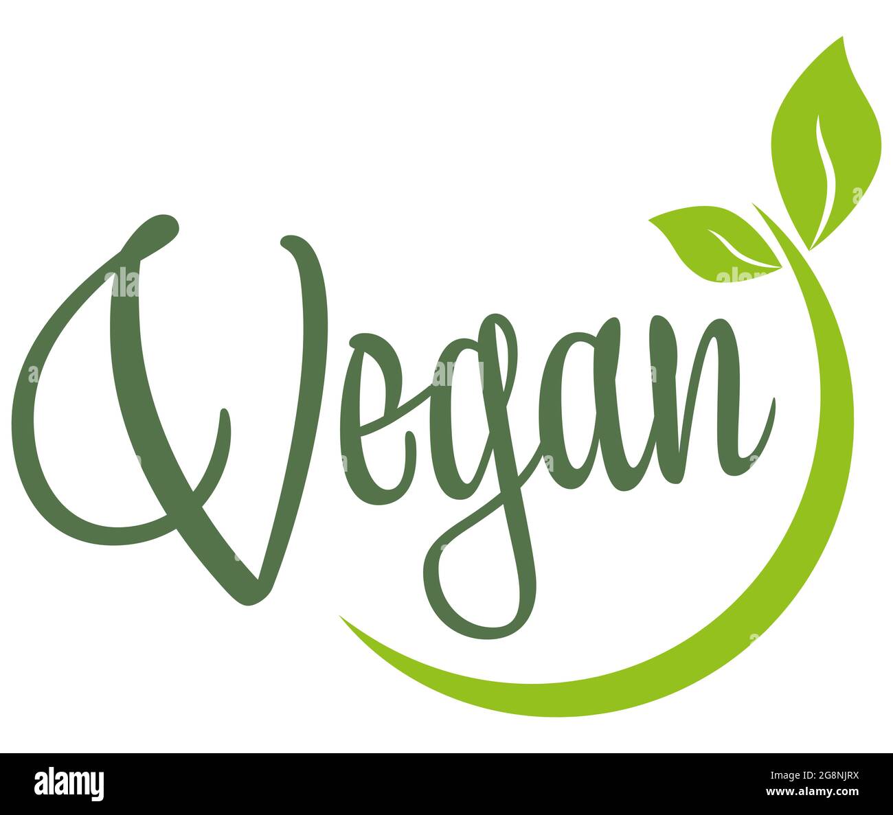 file vettoriale eps moderno timbro verde rotondo con foglie, testo vegan Illustrazione Vettoriale