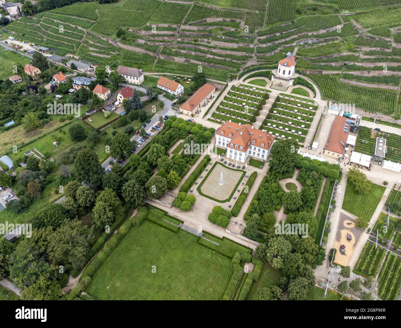 Veduta aerea del Castello di Waccerbarth in Sassonia Radebeul Foto Stock
