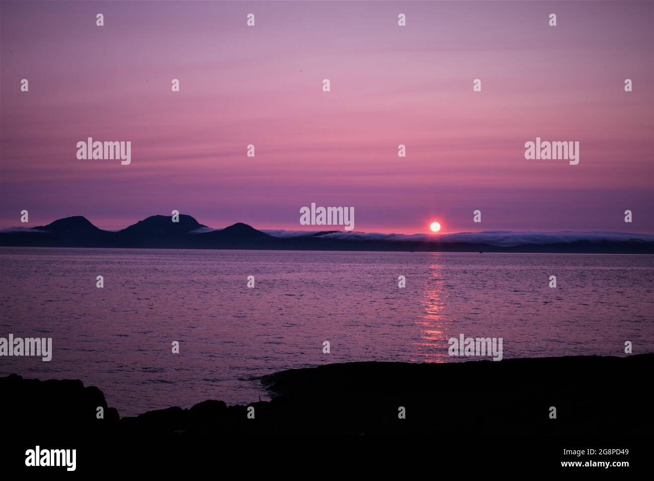 Tramonto sul Giura da Kintyre. Foto Stock