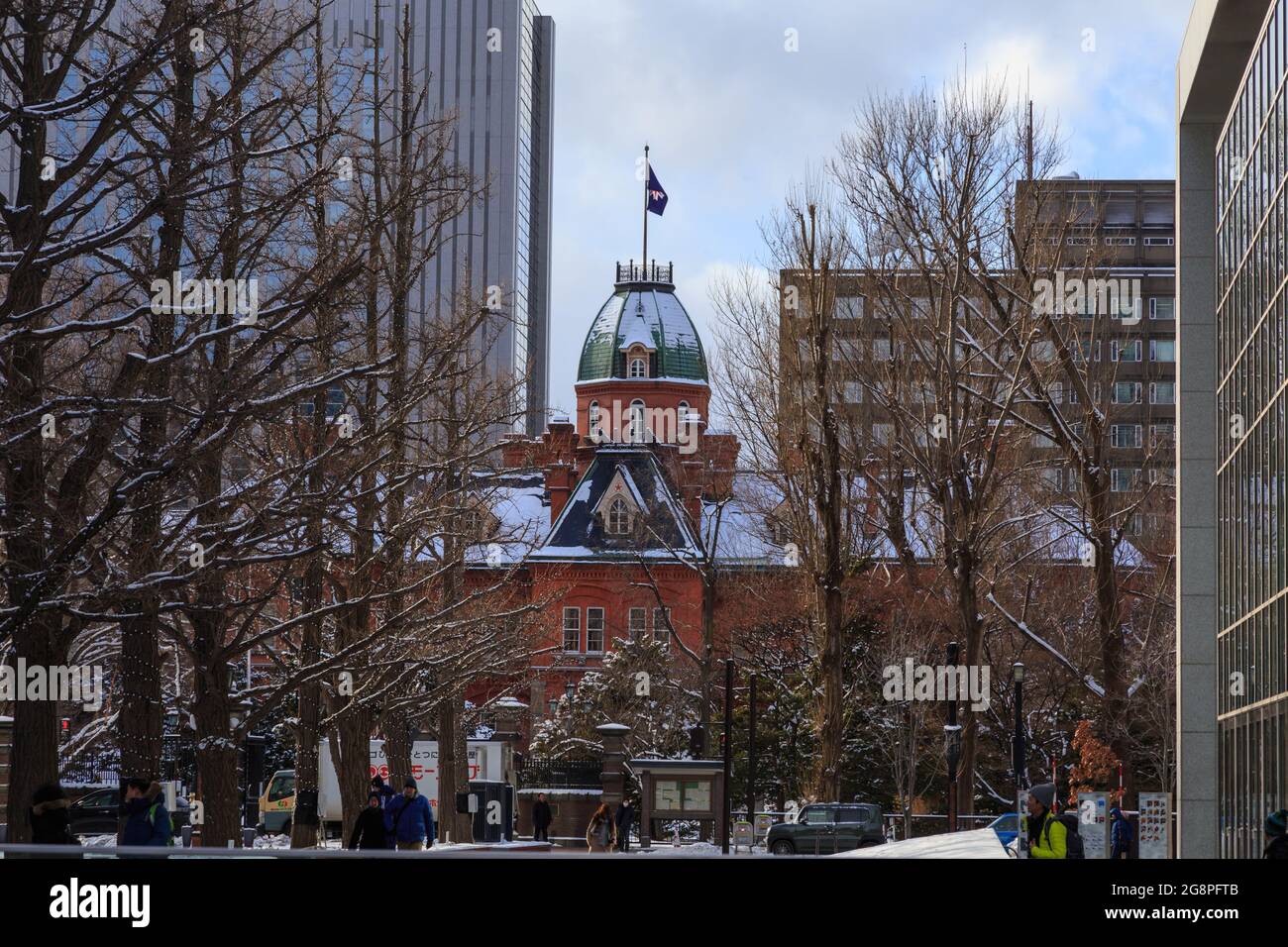 Ex Ufficio governativo di Hokkaido a Sapporo, Hokkaido, Giappone in inverno. Foto Stock
