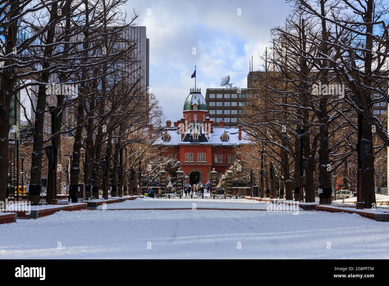 Ex Ufficio governativo di Hokkaido a Sapporo, Hokkaido, Giappone in inverno. Foto Stock
