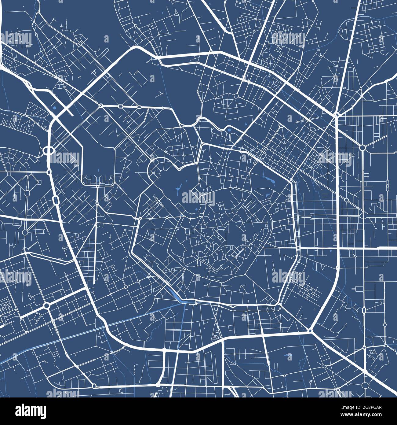 Cartellone dettagliato dell'area amministrativa della città di Milano. Panorama cittadino. Mappa turistica grafica decorativa del territorio milanese. Illu vettore esente da royalty Illustrazione Vettoriale