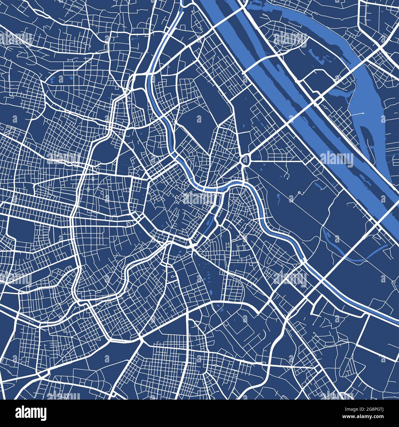 Cartellone dettagliato dell'area amministrativa della città di Vienna. Panorama cittadino. Mappa turistica grafica decorativa del territorio viennese. Vettore esente da royalty il Illustrazione Vettoriale