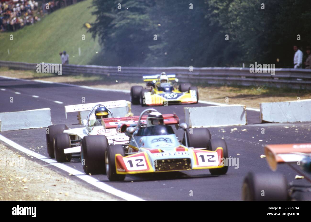 12 Jaussaud Jean-Pierre (fra), Motul Rondel Racing, Motul M1 - Ford BDA, azione durante il Gran Premio di Rouen-les-Essarts 1973, nono appuntamento del Campionato europeo di piloti F2, sul circuito di Rouean-les-Essarts, dal 22 al 24 giugno 1973 a Rouen, Francia - Foto DPPI Foto Stock