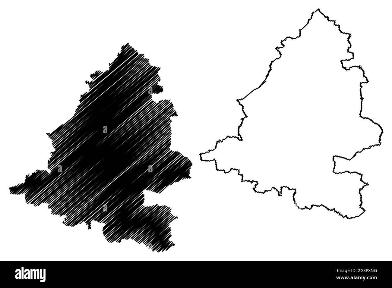 Teltow-Flaming distretto (Repubblica federale di Germania, distretto rurale, stato di Brandeburgo) mappa illustrazione vettoriale, schizzo scrimolo Teltow Flaming ma Illustrazione Vettoriale