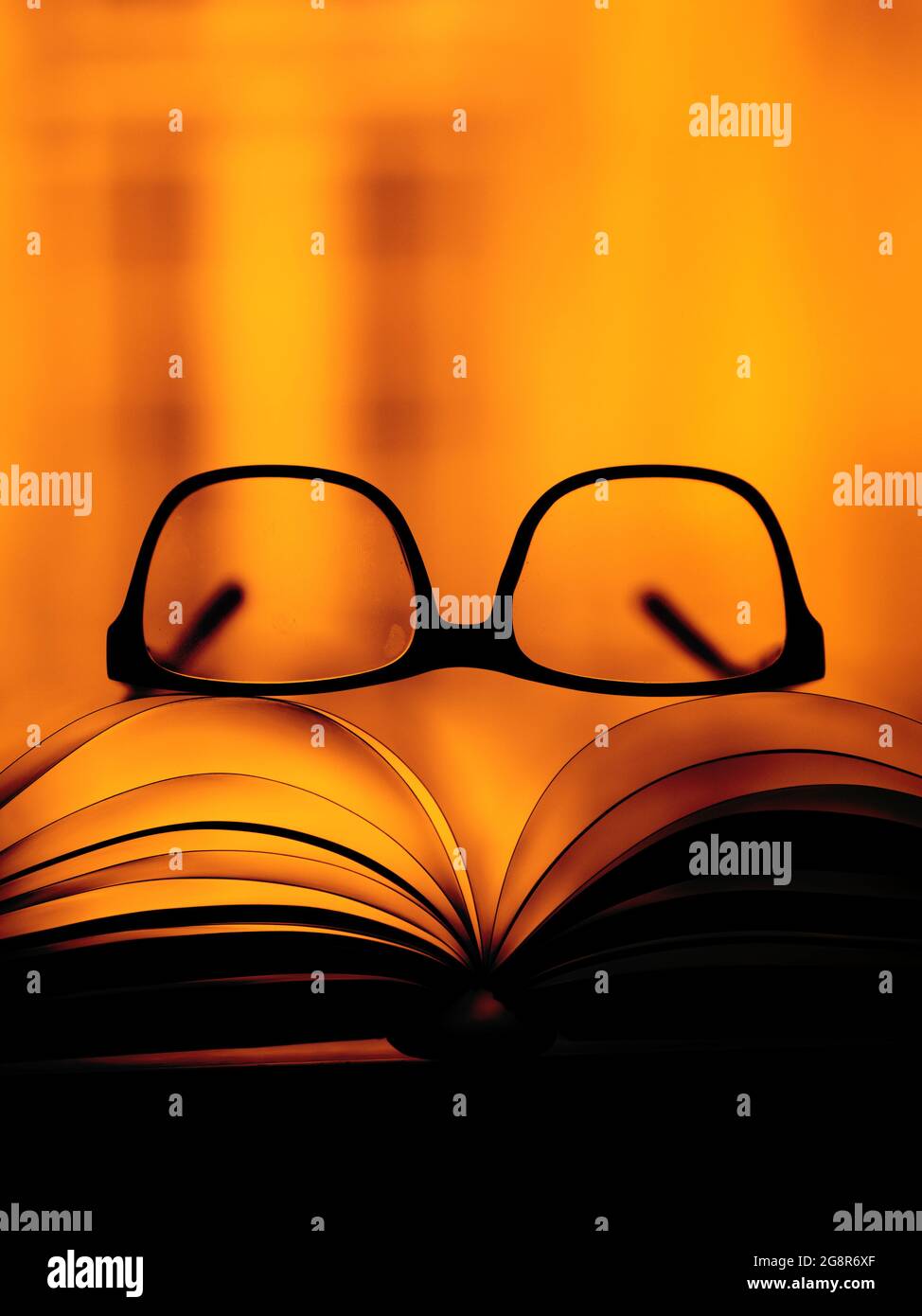 Occhiali neri per copertine di libri Foto Stock