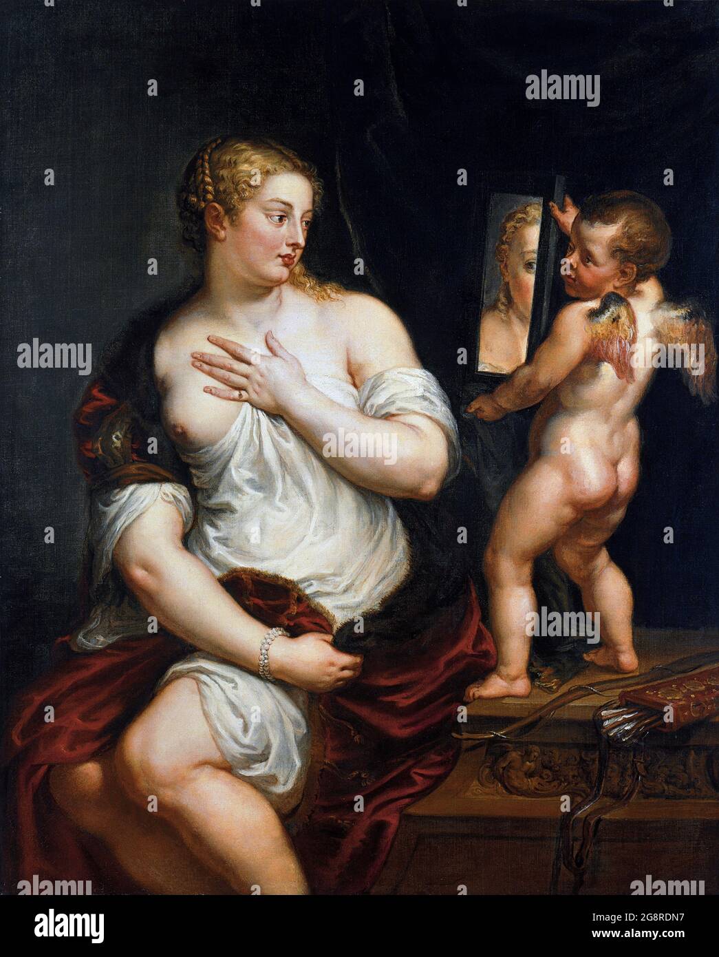 Venere e Cupido di Peter Paul Rubens (1577-1640), olio su tela, c. 1606-11 Foto Stock