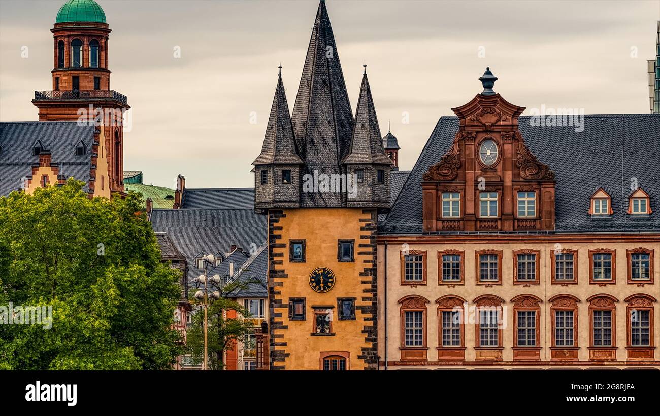 Paesaggio urbano di Francoforte sul meno, Germania. Foto Stock
