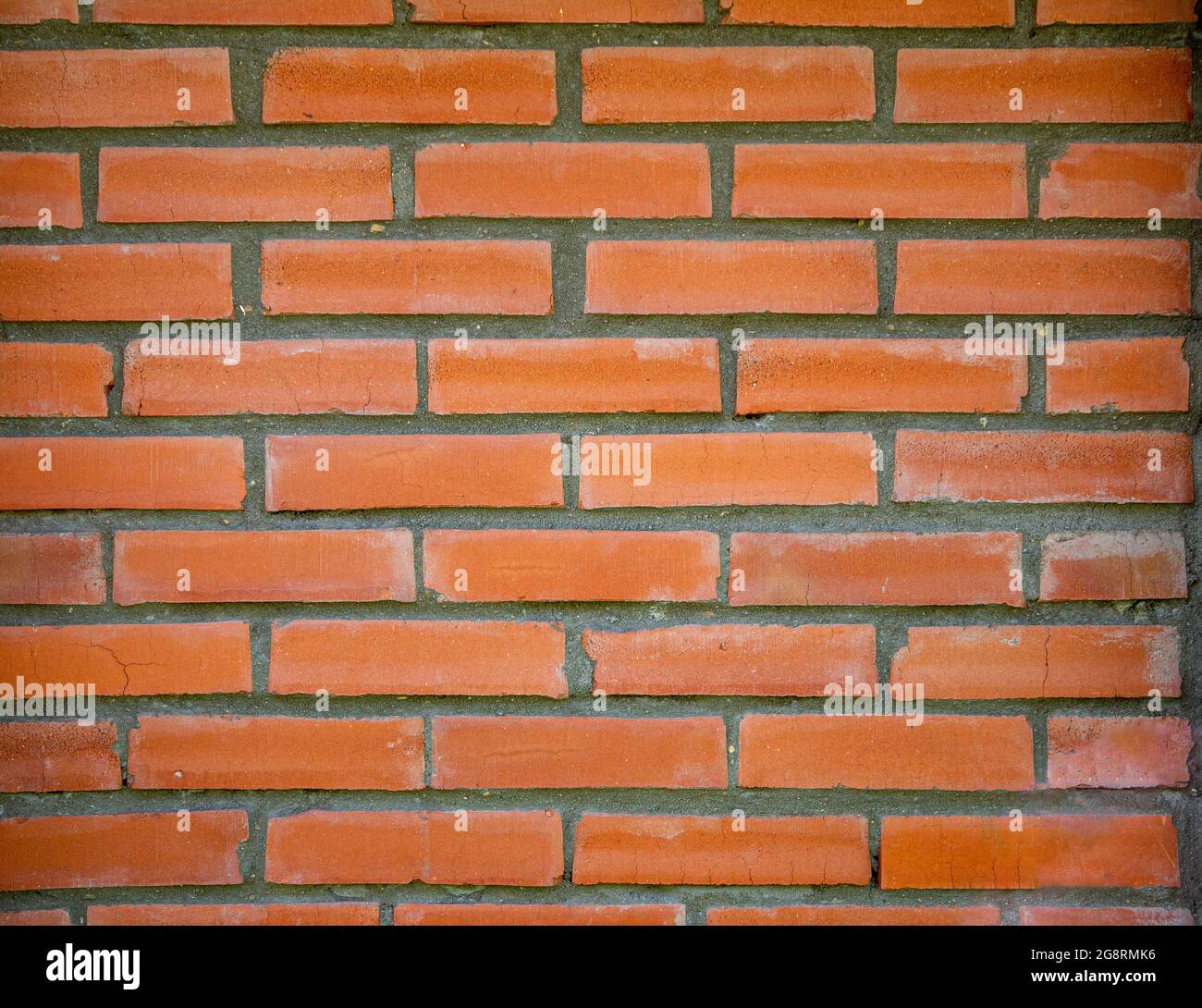Lo sfondo appare come un frammento di muro di mattoni con una vignetta. Particolare di architettura e strutture edilizie temporanee. Foto Stock