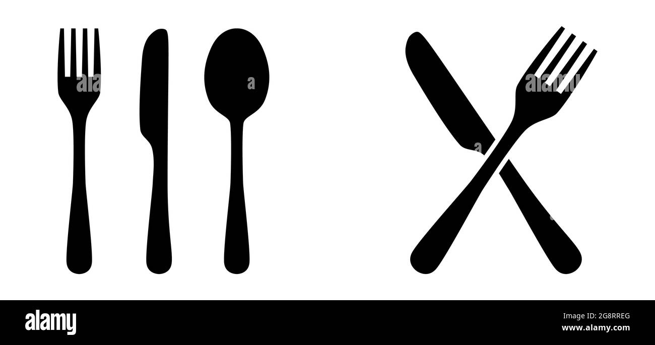 Icona del vettore del cucchiaio e del coltello forca Illustrazione Vettoriale