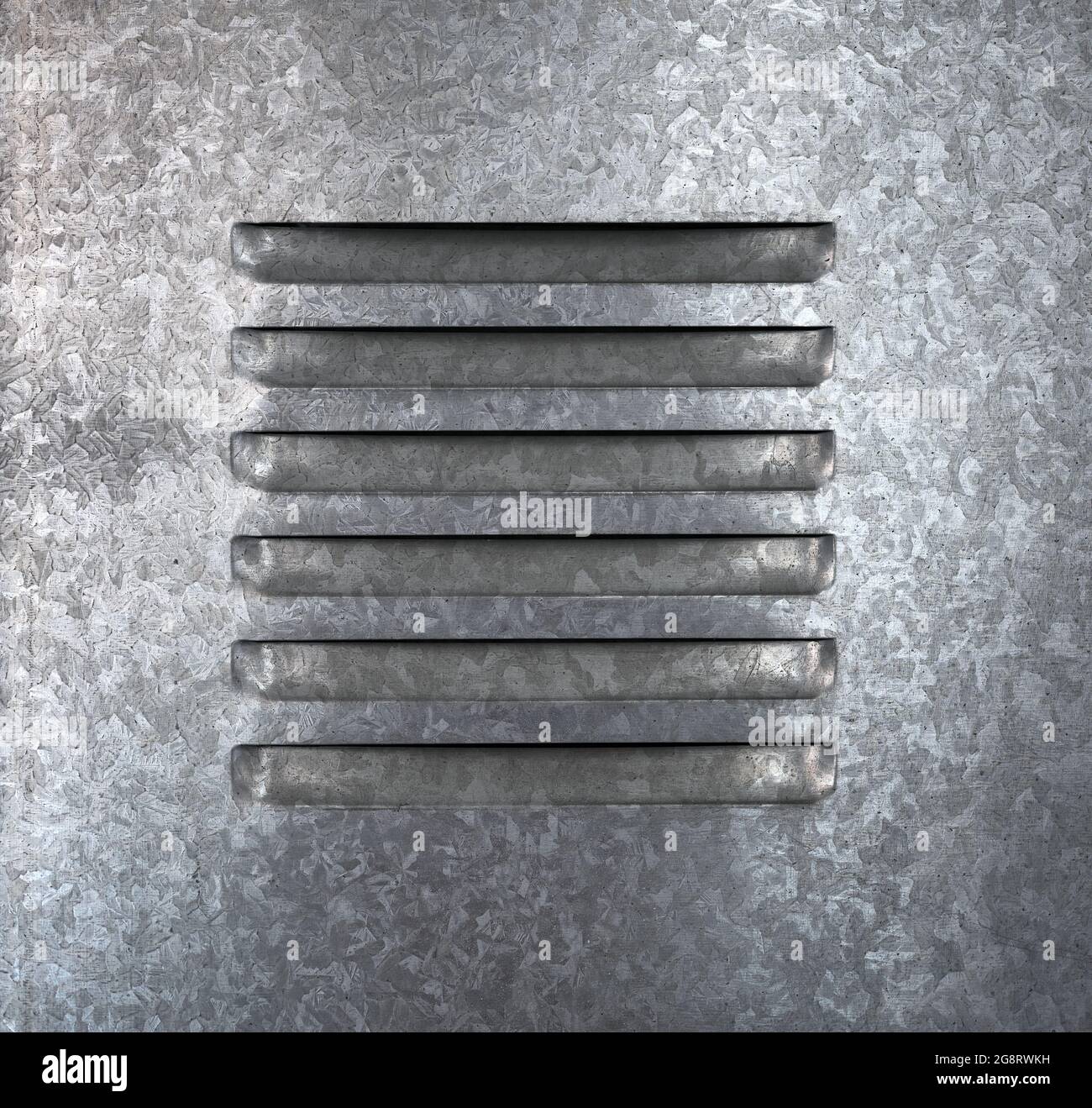 particolare di una griglia di ventilazione su una porta o struttura metallica zincata Foto Stock