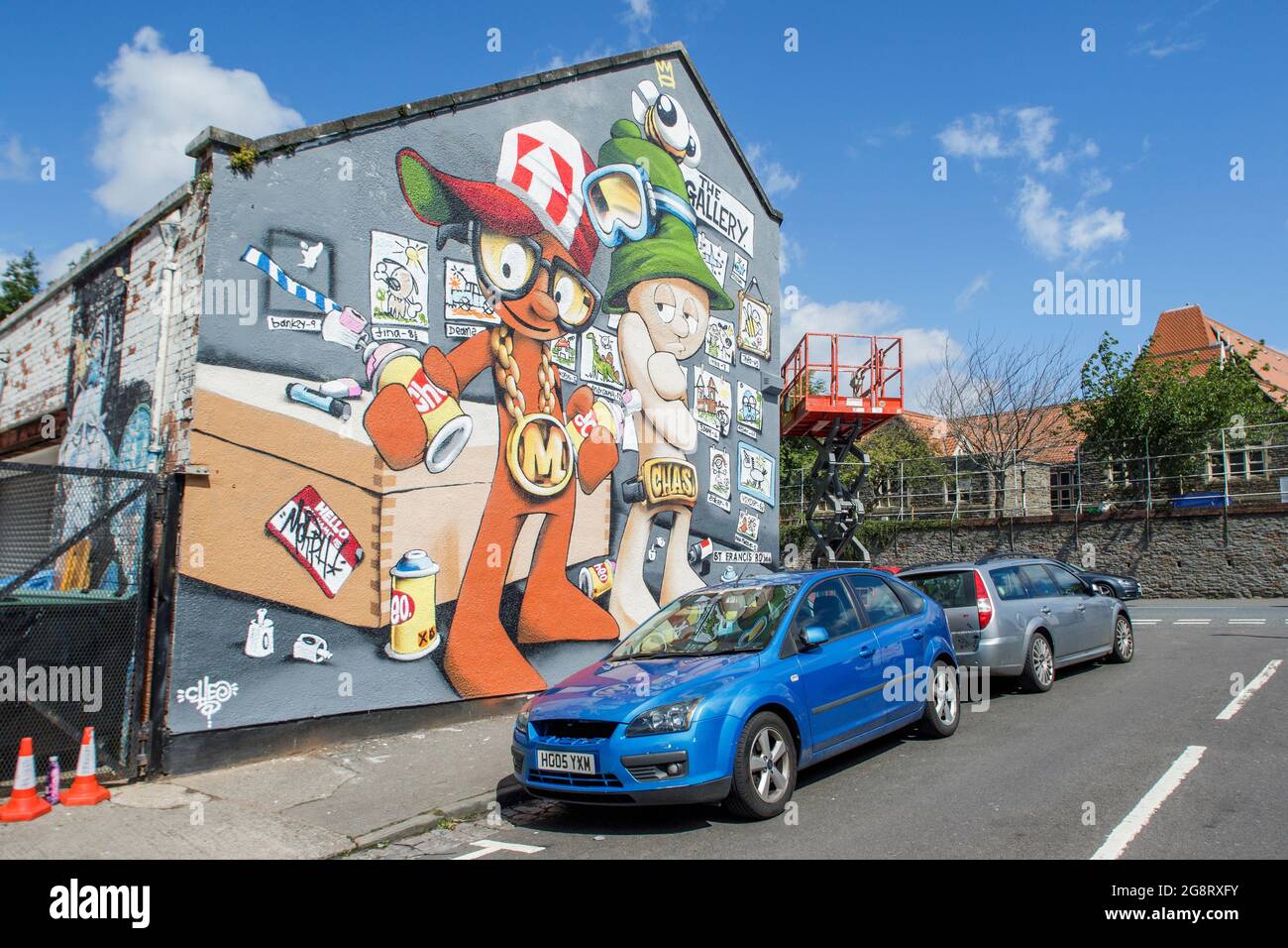 Illustrazione dipinta in Bristol per la Upfest 2017 festival,più grande d'Europa Street Art & Graffiti festival è raffigurato sulle strade di Bristol. Foto Stock