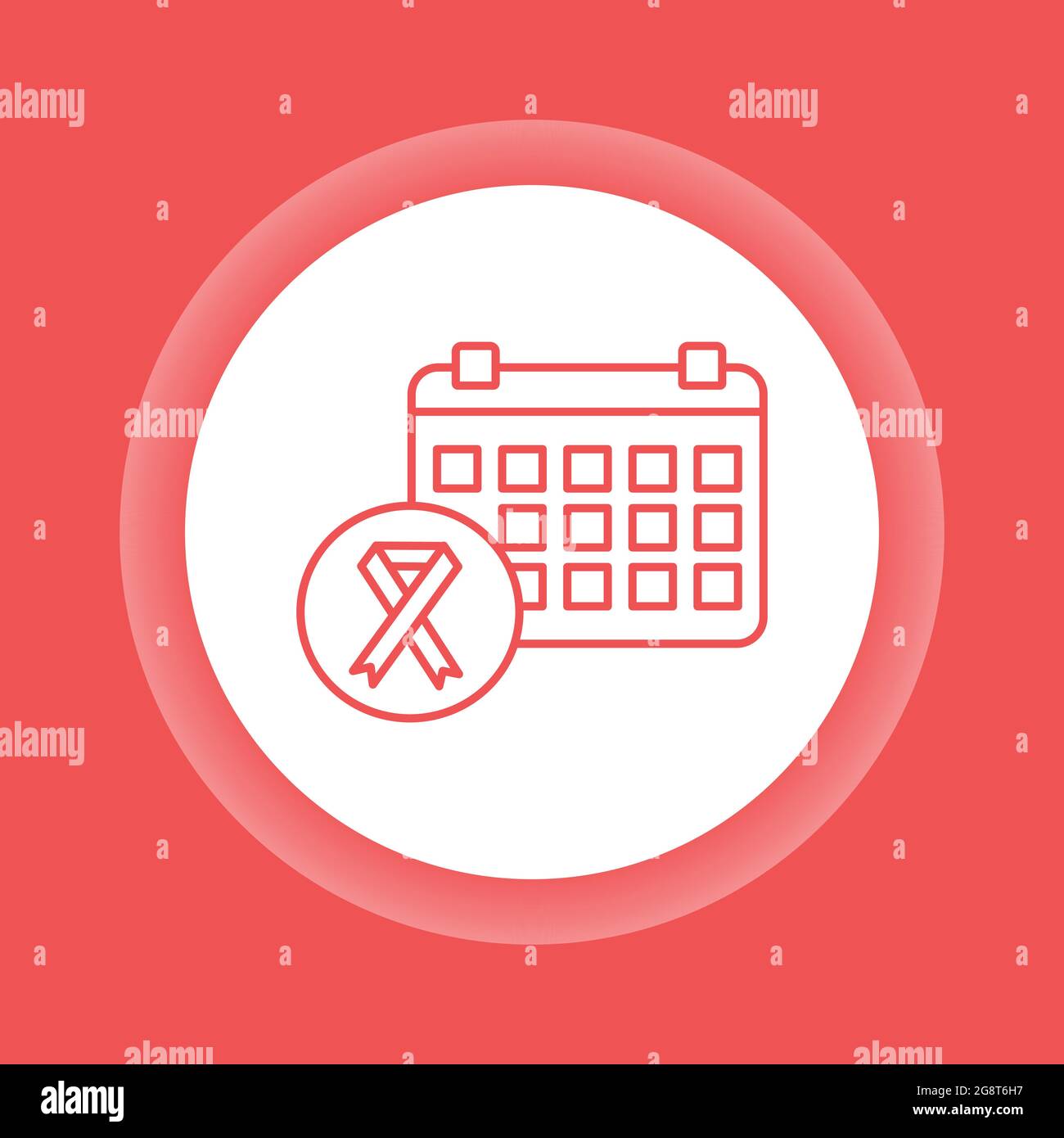 Icona glifo a colori di World Aids Day. Calendario e nastro rosso. Elemento vettoriale isolato. Pittogramma per pagina web, app mobile, promo. Illustrazione Vettoriale