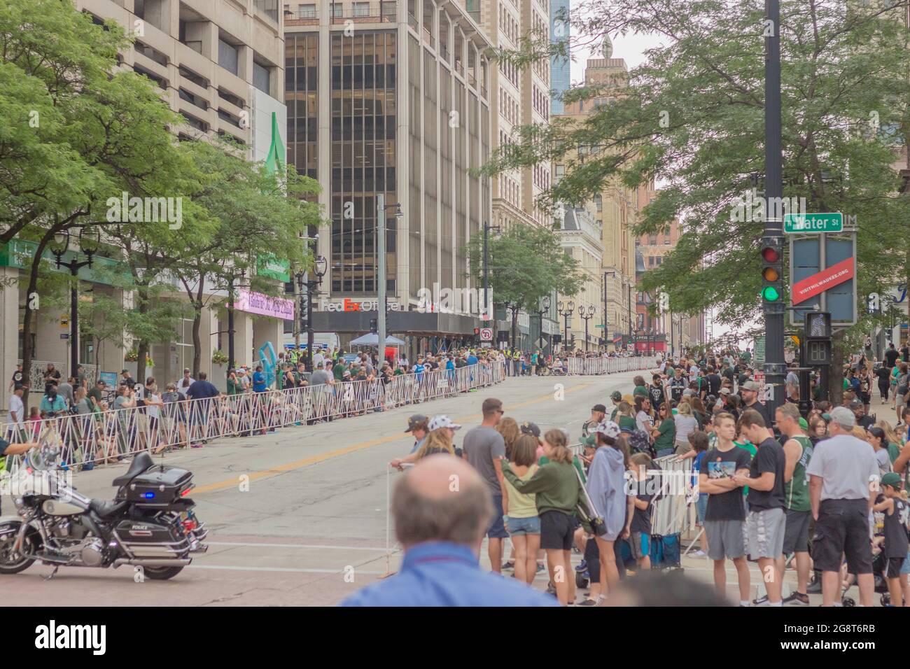 Milwaukee Bucks NBA Finals Celebration a Milwaukee, Wisconsin, dopo la vittoria di Game 6 nelle finali dell'NBA Foto Stock