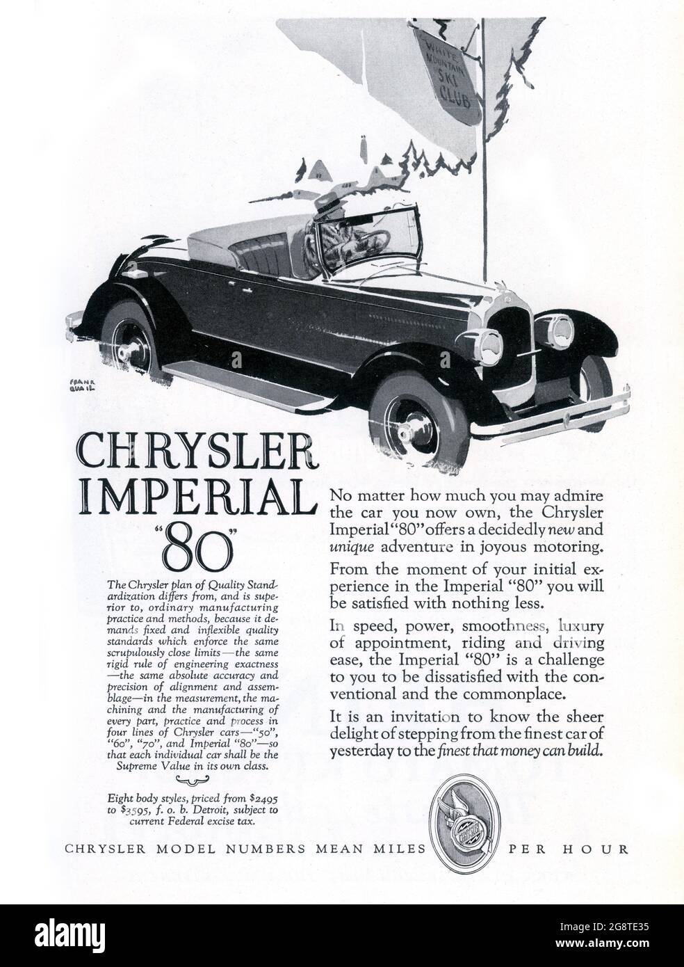 1927 Pubblicità auto Chrysler Foto Stock