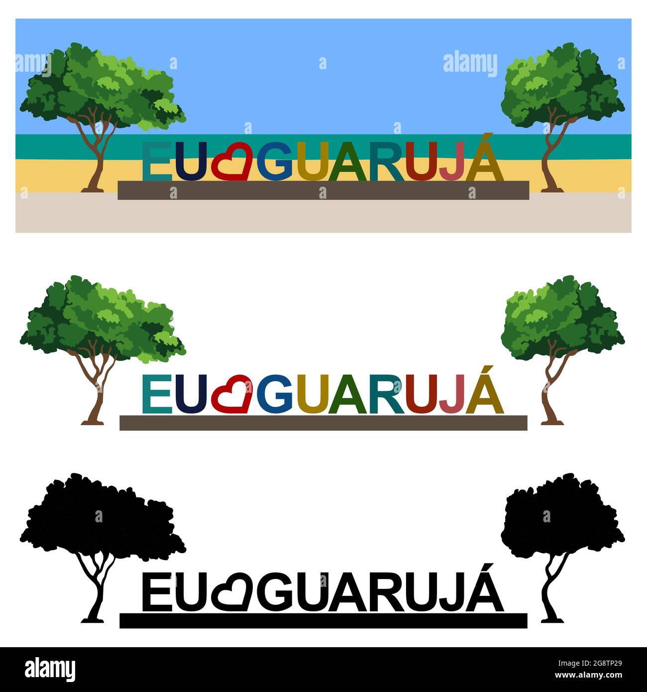 Simbolo della spiaggia di Guaruja in Brasile Illustrazione Vettoriale