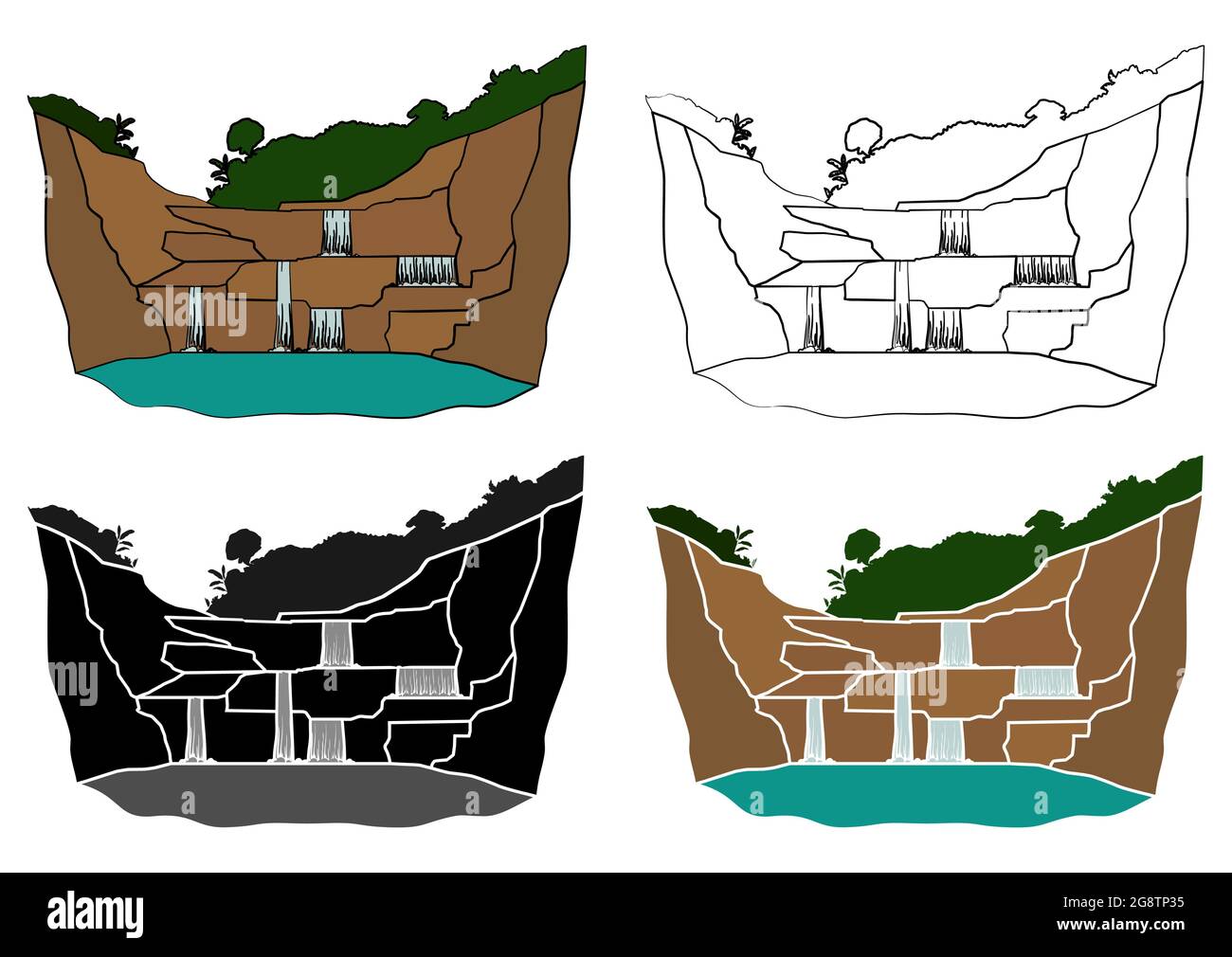 Rocce Capitolio e cascate in Brasile Illustrazione Vettoriale