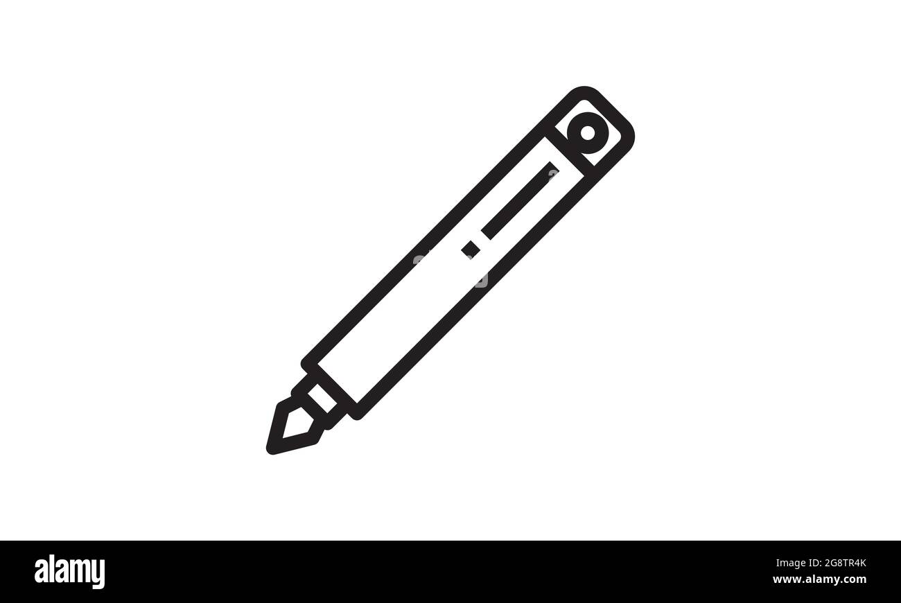 Icona della penna spia vettore, contorno del segno piatto, illustrazione del logo. Icona della penna spia per il web design isolato su sfondo bianco Illustrazione Vettoriale