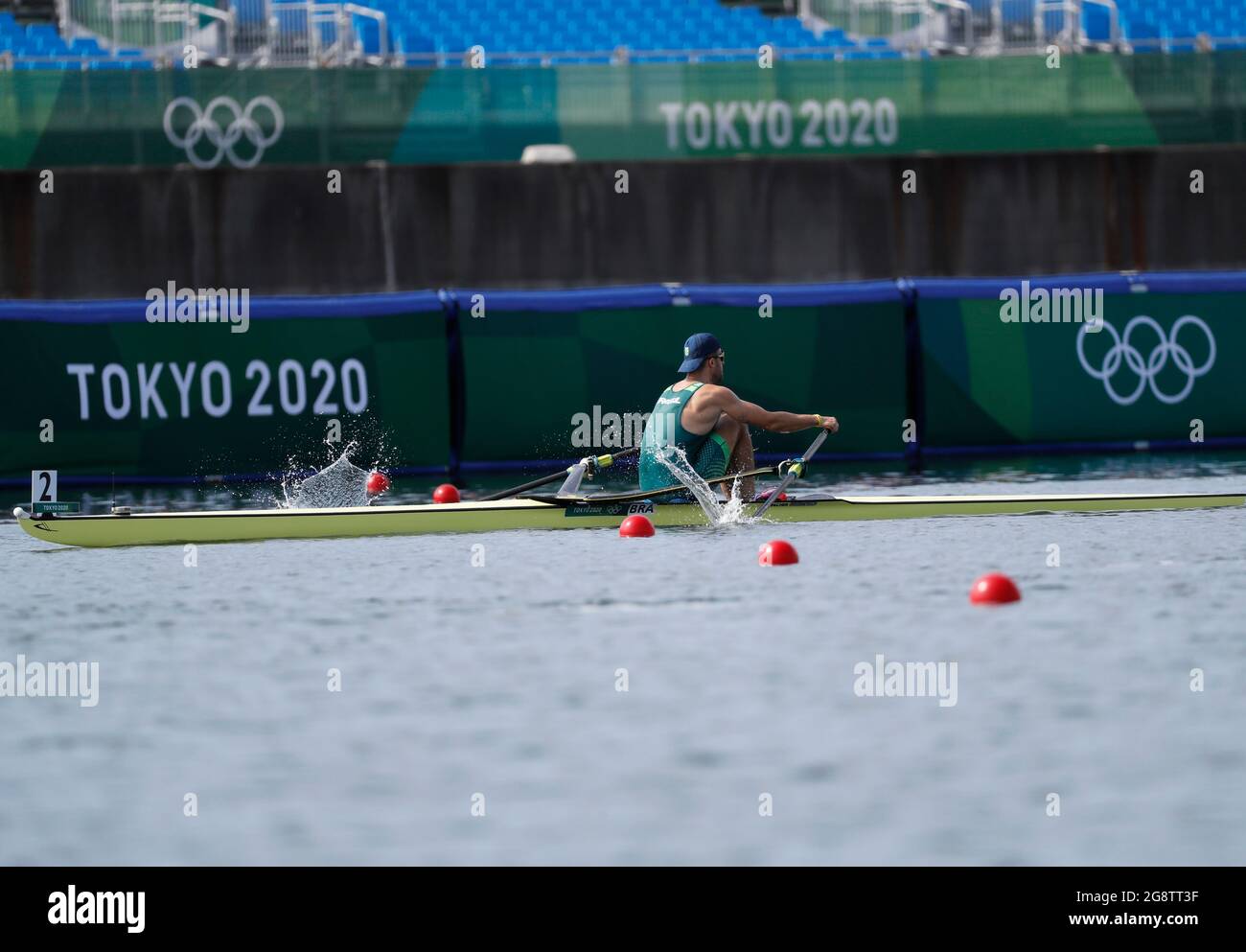 Tokyo-Giappone, 23 luglio 2021 Tokyo 2020 Giochi Olimpici, atleti canottanti allenano per i Giochi Olimpici a Sea Forest Waterway Foto Stock