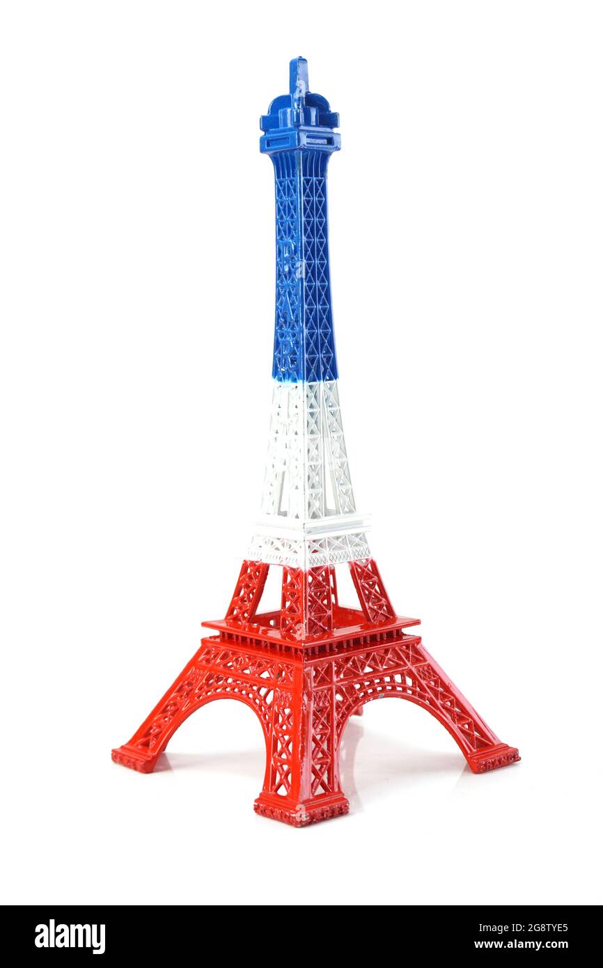 statua della torre eiffel isolata su sfondo bianco Foto Stock