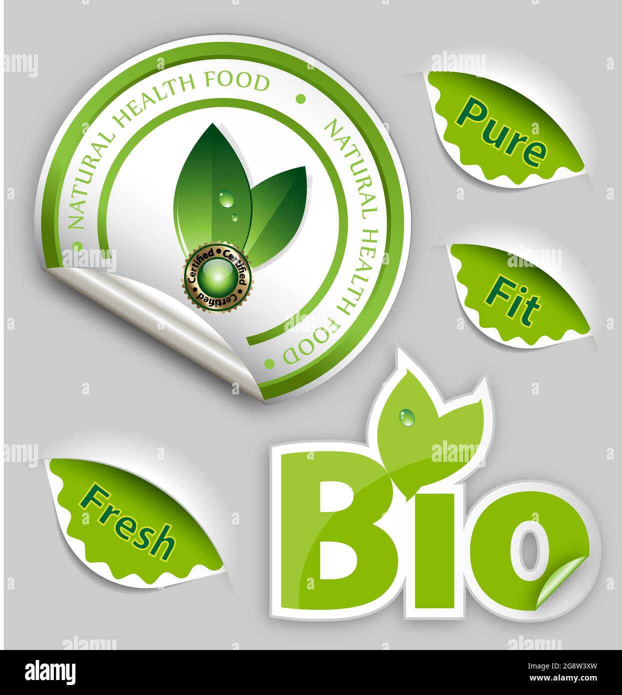 Set originariamente progettato di Vector Organic Food, Eco, Bio Labels ed Elements Illustrazione Vettoriale