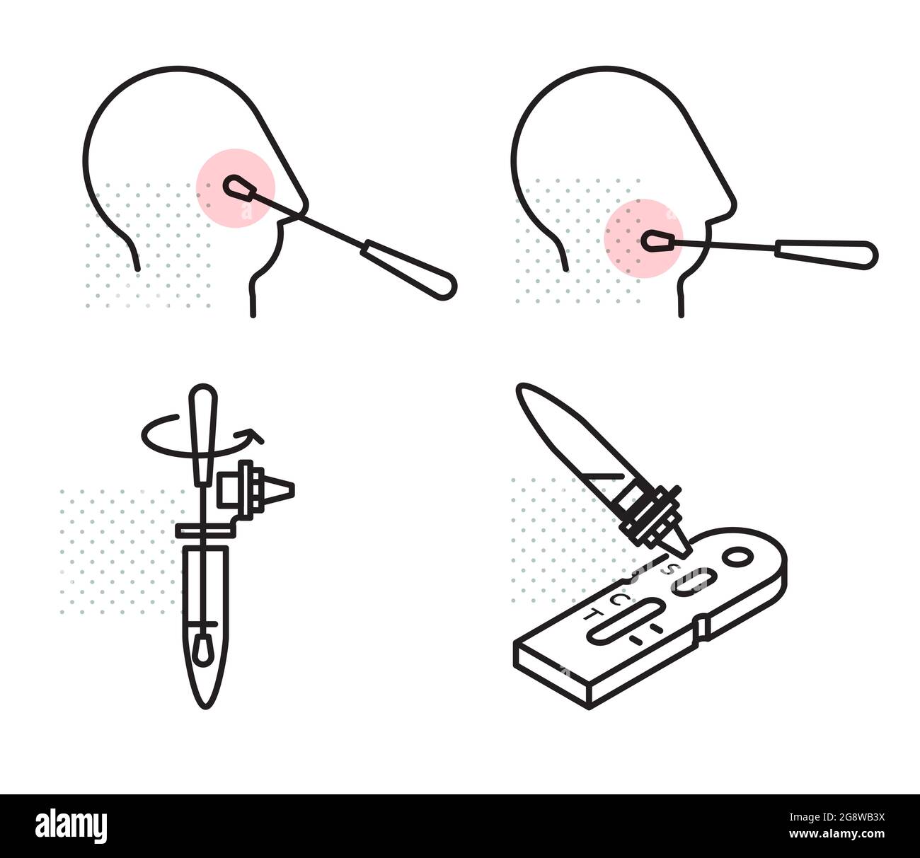 COVID-19 - Kit di test a flusso laterale rapido regolare - Illustrazione come file eps 10. Illustrazione Vettoriale