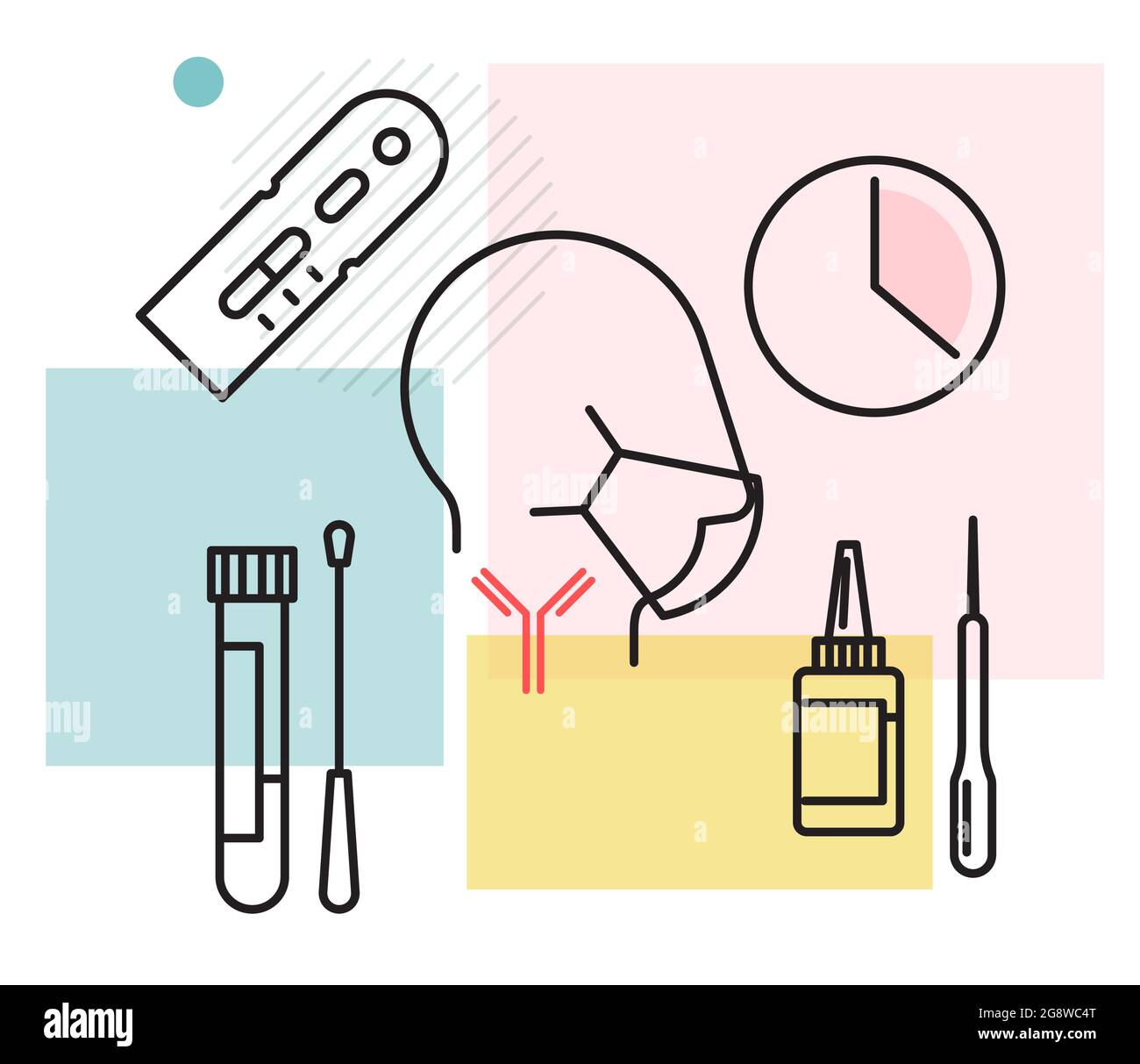 COVID-19 - Antigen Testing Kit - Illustrazione come file eps 10. Illustrazione Vettoriale