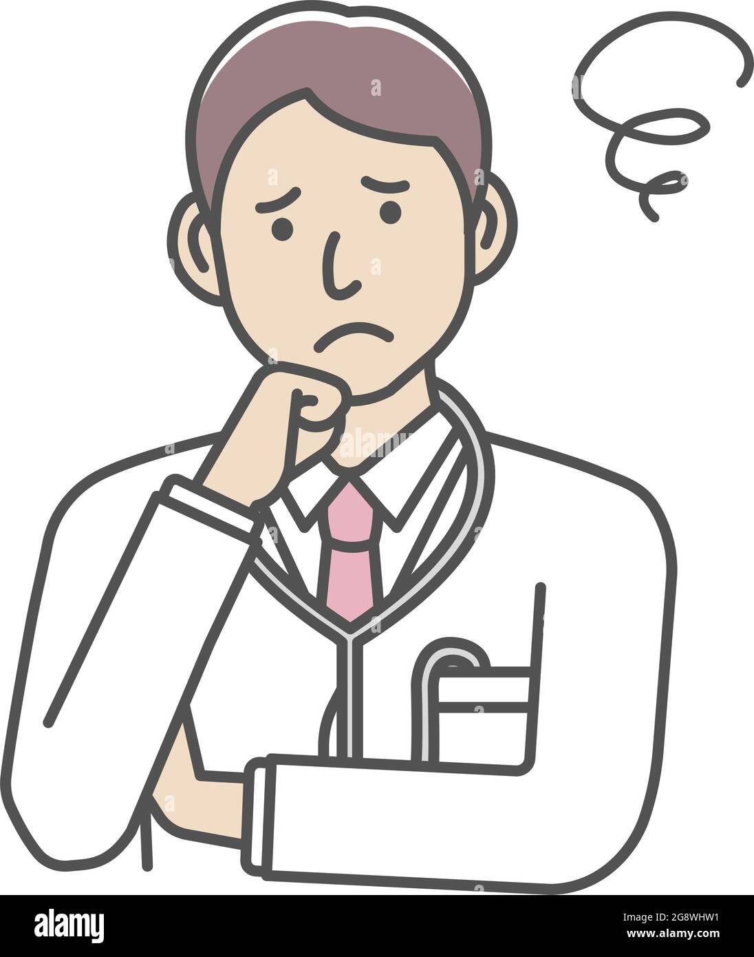 Giovane medico di sesso maschile gesto illustrazione variazione | pensare, preoccupato, difficoltà Illustrazione Vettoriale