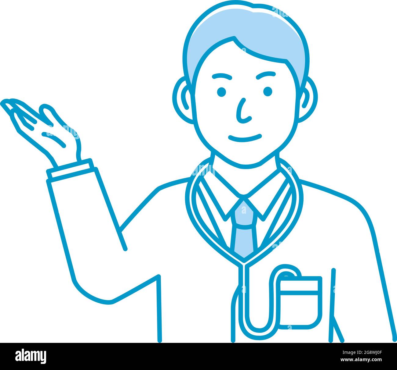 Giovane medico maschile gesto variazione illustrazione | navigare, raccomandare Illustrazione Vettoriale