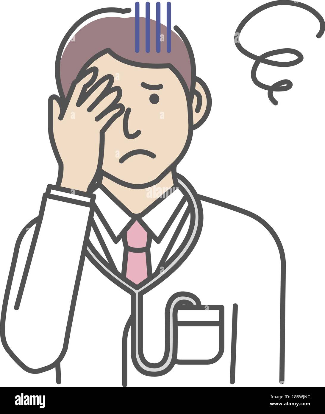 Giovane medico di sesso maschile gesto illustrazione variazione | difficoltà, depressione Illustrazione Vettoriale