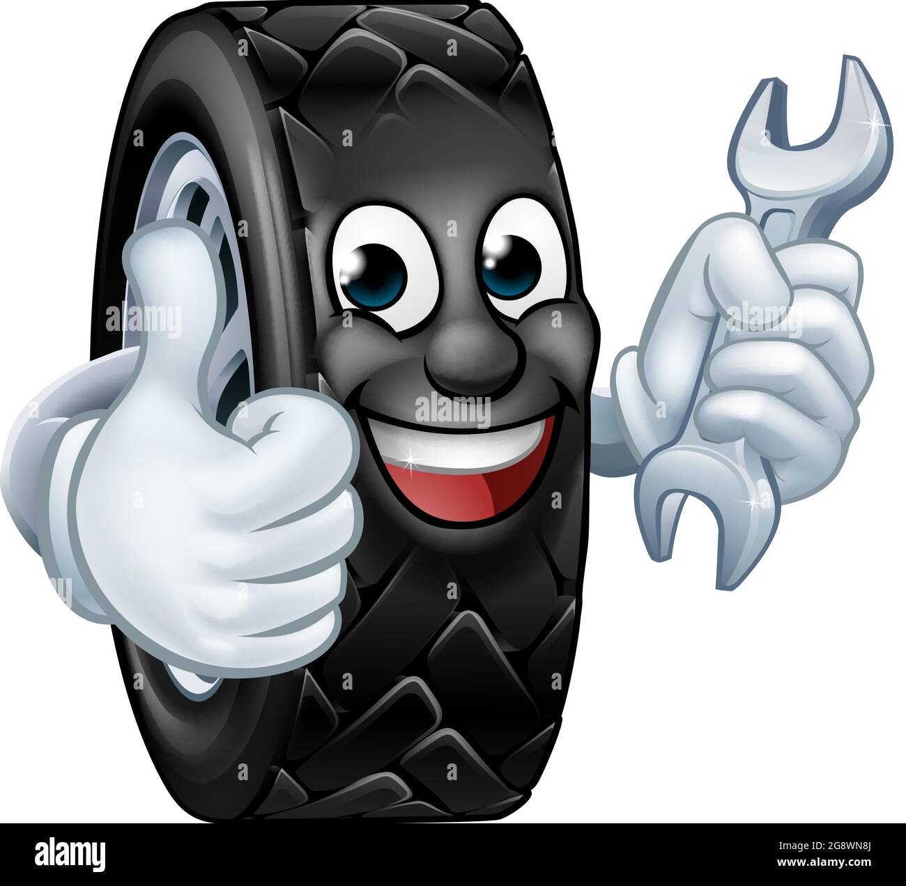 Pneumatico Cartoon Autofficine mascotte di servizio Illustrazione Vettoriale