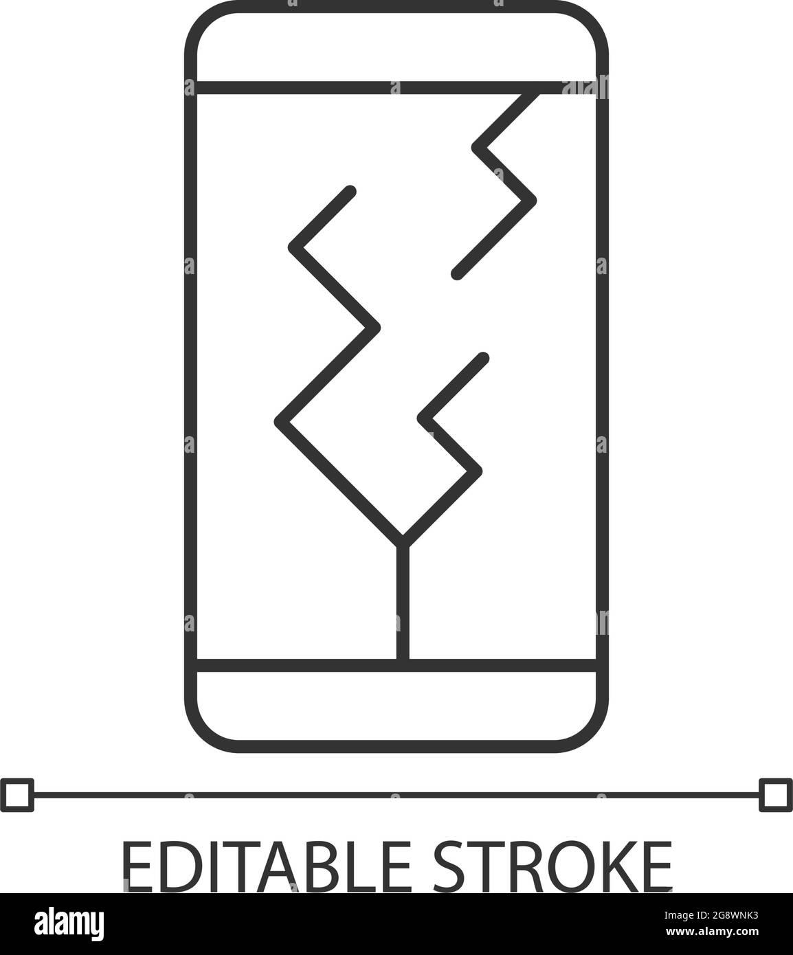 Icona lineare di danneggiamento dello schermo Illustrazione Vettoriale